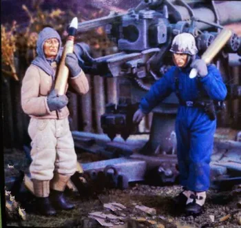 1/35 Scară de Rășină Figura Model de Kit-al doilea Război Mondial Militar de Artilerie 2 Persoane Iarnă Neasamblate și Nevopsite Diorama GK Figurina 4