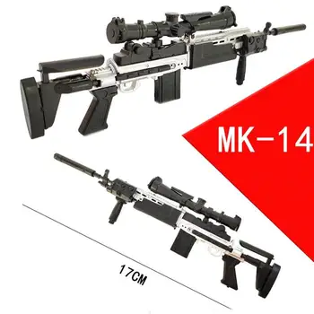 1/6-Mini Puzzle MK14 MODO Sniper Rifle Acoperite cu Negru de Plastic Asambla Arma Model de 12 Inch de Acțiune Figura de Afișare 14