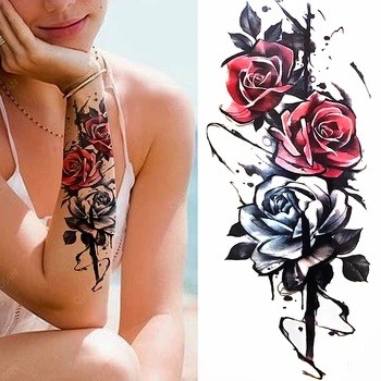 1 buc Flori Petală de Trandafir Femei Impermeabil Tatuaje Temporare False Autocolante Brațul Mâneci Art Big Sexy Colorate Lavabile Zână