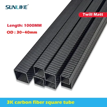 1 Bucată 3K Diagonal Mat din Fibra de Carbon Tub Pătrat Lungime 1000mm OD: 30mm 32mm 34 mm 35 mm 36 mm 40 mm Alezaj Mare de Carbon Tub Pătrat 8