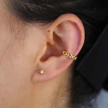 1 bucată de moda en-gros de bijuterii de înaltă calitate de culoare de aur cubanez link-ul lanț manșetă de ureche cercel nu piercing ureche clip
