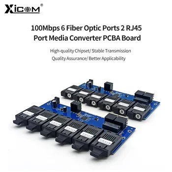 10/100M Fibră Single Mode Switch Optic Media Converter PCBA 6*155M Fibre Port 2 Port RJ45 20KM SC Fast Ethernet Simplex/Duplex 2
