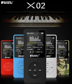 100% original, versiunea în limba engleză RUIZU X02 MP3 Player 4G/8G/16G Mp3 Portabil Poate Juca 80 de ore Cu FM Radio E-Book,Ceas Voce