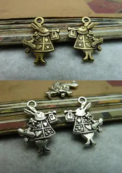 100buc argint Tibetan aliaj bronz Antic iepure charm pandantiv 20x14mm 6747 1