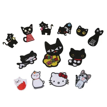 100buc/Lot Anime Broderie Patch-uri Lette Negru Pisica Kitty Arc Rucsac Tricou Sac de Îmbrăcăminte Accesoriu Decor Ambarcațiuni Diy Aplicatiile 8