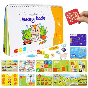 12 Teme Copilul de Activități de Învățare Preșcolară Ocupat Cartea Ocupat Liant Montessori Jucării pentru Copii Liniștită Carte Culoare Corp Animale