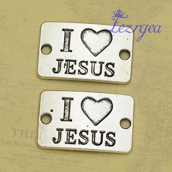 15 buc/lot-27x17mm, Isus cham,placate cu argint Antic îl iubesc pe Isus conector farmece ,DIY consumabile, accesorii Bijuterii 3