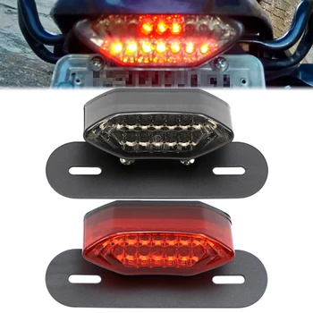 16 LED-uri de Motociclete Coada Lumina de Semnalizare Frana de Înmatriculare pentru Universal Motocicleta Integrat Lampă Spate w/ Suport Rosu / Fum 12
