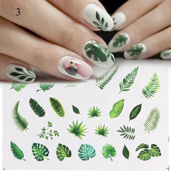 1buc Apă Unghii Decal și Autocolant Flori Frunze de Copac Verde, Simplu, Slider Iarnă pentru Manichiura Nail Art Filigran Sfaturi 1