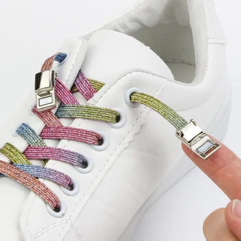 1Pair Magnetic Șireturi Elastice Sclipici Adidas șireturi Colorate Plat Shoestring NoTie Leneș Dantele O mărime se potrivește tuturor Pantofi 14