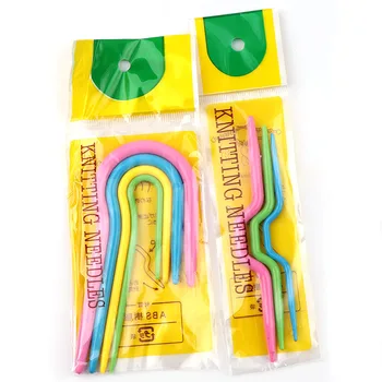 1Set Mix de Culoare 4.6x10cm & 1.5x10.9cm Colorate de Plastic de Tricotat Ace de Cusut, Unelte de lucru Manual, Tricotat Ambarcațiuni Pentru Copil Colothes 10