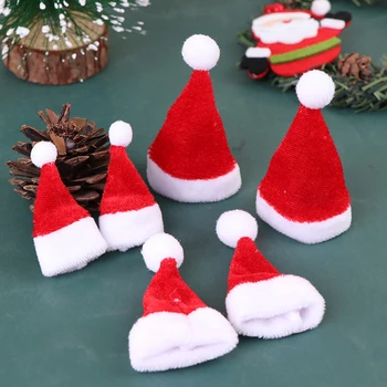2 buc casă de Păpuși în Miniatură Crăciun Moș Crăciun Pălărie Papusa Red Hat Xmas Decor Acasă 6