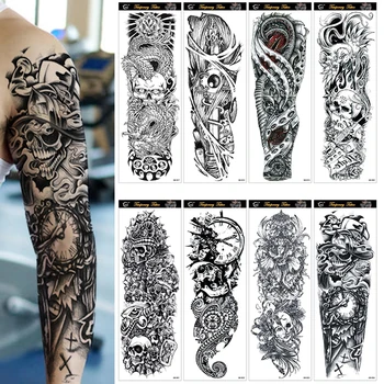 20 De Coli Mari Brat Tatuaj Temporar Autocolant Bărbați Femei Misto Craniu Pădure Pește Picior Umăr Maneca Fals Body Art Totem 14