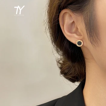 2020 Nou Clasic oțel Titan Negru Numeral Roman Cercei Pentru Femei de Moda coreeană Bijuterii Fată Simplă de Lux Cercei