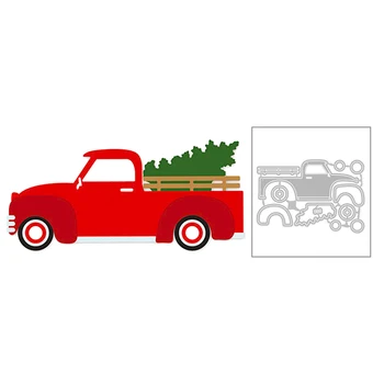 2020 Nou Crăciun Camion de Transport și să Planteze Pomul de Tăiere a Metalelor, Matrițe, Pentru Scrapbooking Felicitare Hârtie de Luare timbre 8