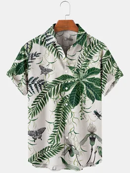 2021 Vara Hawaiian Imprimate Tricou Barbati si Femei din Frunze de Palmier Element Plaja Cămașă Bărbați și Femei Casual Cool Respirabil T-Shirt de Sus 9