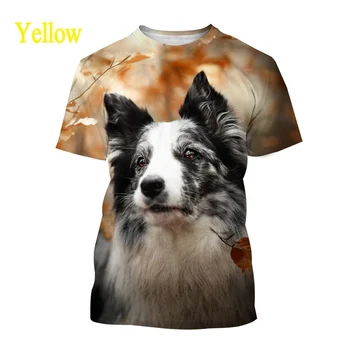 2022 Câine Drăguț Casual Tricou Border Collie 3D Imprimate T-shirt Moda de Vara Unisex Animal Gât Rotund Maneca Scurta 9
