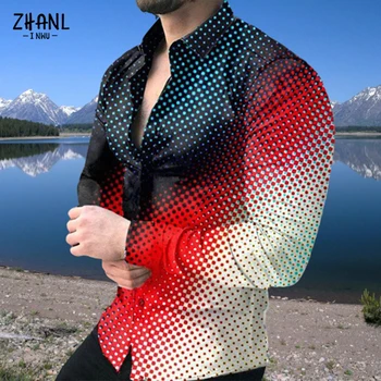 2022 Moda Barbati Brand Vintage Print Camasa Barbati Topuri Singur Pieptul cu Maneci Lungi Buton-up casual slim fit shirt de Îmbrăcăminte de sex Masculin 9