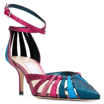 2022 Noi De Vara A Subliniat Toe Sandale Femei Amestecat Culori, Catarama Curea Confortabil Pantofi De Moda Pentru Femei Sexy Tocuri Subtiri Femei Pantofi 7