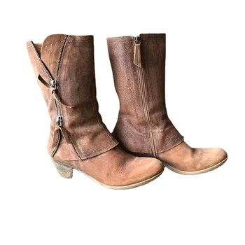 2022European-Stil American Toamna și Iarna pentru Femei Cizme din Piele cu Fermoar Lateral Cizme Martin În Toc Gros Pantofi Plus Dimensiune 35-43 10