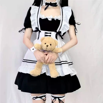 2023 Noul Negru Drăguț Lolita Costume De Curatenie Fete Femei Servitoare Minunat Cosplay Uniformă Spectacol De Animație Japoneză Rochie Costum, Haine 15