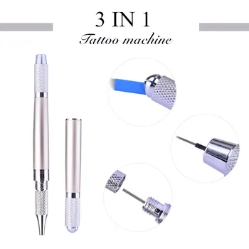 3 în 1 Machiaj Permanent Manual Pen-ul pentru 3D Spranceana Broderie Microblading Unelte de Mână Tebori Argint tatuaj Pen 9