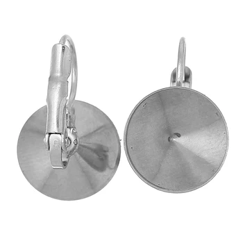 304 din Oțel Inoxidabil Clip Pe Cercei Cabochon Setările de Argint Rotunde de Culoare DIY (se Potrivește 12mm Dia) 18mm( 6/8