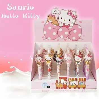 36pcs de Desene animate Drăguț Sanrio Hello Kitty Negru Împinge Pen Student de Scris, Rechizite Școlare Papetărie de Birou Consumabile 9