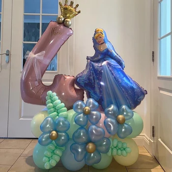 39pcs/Set Disney Cinderella Princess Baloane 40inch Perla Roz Numărul de Balon Fete Ziua de naștere Petrecere Copil de Dus Decoratiuni Copii 6