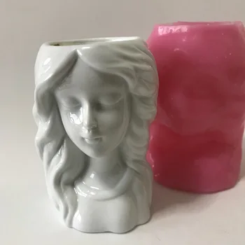 3D Fata de Frumusete Vaza Mucegai DIY din Beton de Ciment de Plantat Silicon Ghiveci Matrite Rășină Lumânare Ipsos Ambarcațiuni Instrumente de Decor Acasă 12