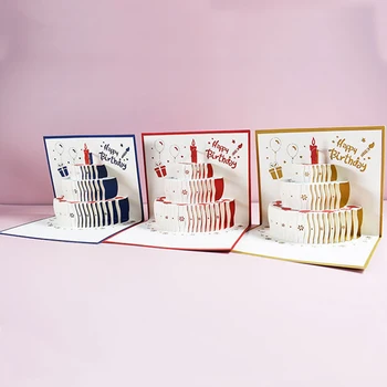 3D Pop-Up Carduri de Ziua de nastere tort de Cărți pentru Copii, Soția, Soțul Tort Ziua de nastere Felicitare de cărți Poștale Cadouri Card 5