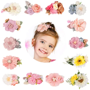 3Pcs Fetita Floare Clip Copiii Artificiale Flori Ac de păr Clip Lateral Copii Dulce Ornament de Par BB Clip Agrafele Copil Pălării 12