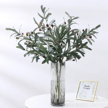 4-Furcile Artificiale Planta Verde Olive Branch Fals Ramură de Copac pentru Nunta Acasă Recuzită Fotografie Aranjament de Flori Decor
