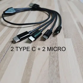 50cm 4 in 1 USB la 2 Tip C + 2 Micro Cablu de Încărcare Multiple de Încărcare Adaptor USB