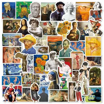 50PCS Pictură în Ulei de Arta lui Van Gogh Mona Lisa Autocolante, Autocolant Pentru Masina Chitara Laptop Depozitare Skateboard Decalcomanii de Graffiti Autocolante F4 5