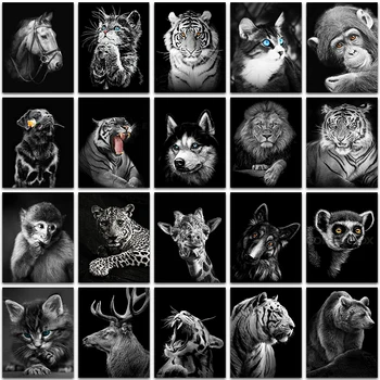 5D DIY Diamant Pictura Kit întuneric animal cal-câine Pisică, leu, tigru, vulpe Full Pătrat și Rotund broderie mozaic cruciulițe Vopsea de arta 12