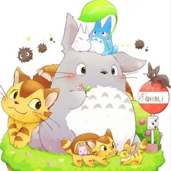 5D Diy Diamant Pictura Totoro și Prietenii Plin de Diamante Broderie Anime Copil de Cameră Decor Cadou pentru Familie Desene animate 6