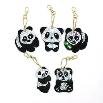 5Pcs Panda Formă Specială Plină de Gaurit cu Diamant Pictura Breloc 5D Diamant Mozaic Kituri Agățat Ornamente pentru Femei, Cadouri pentru Copii 8