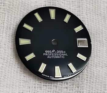 62mas cadran negru Bandă de cuie de argint de aur pentru Skx007 / 009 Broasca cu Abalone NH35 MovemMechanical ceas de ceas de scufundare mod de apelare 28.5 mm 2