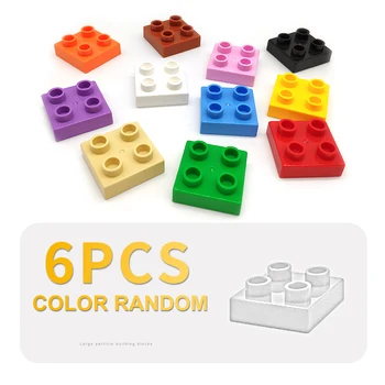 6pcs Clasic Mare de Plastic, Blocuri Accesoriu 2x2 Puncte Subțire Cărămizi Copii Cadou Compatibil Mari Dimensiuni placă de bază Set de Jucării DIY 10