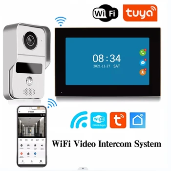 7 Inch Tuya Video Soneria de la Distanță WiFi Debloca Monitor RFID Camera 1080P rezistent la apa IP65 Interfon Usa Wireless aparat de Fotografiat Telefon 5