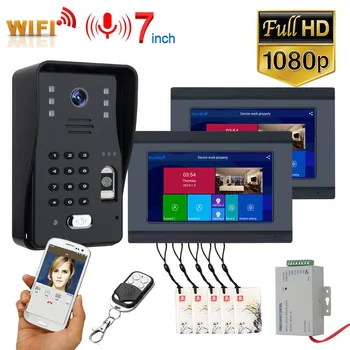 7 inch Wireless Wifi 2or1 Monitoare Video interfon Interfon cu Fir de Amprente RFID AHD 1080P Ușă de Control Acces