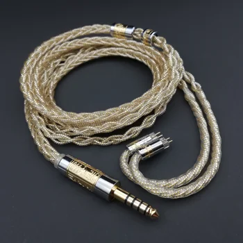 8-strand folie de argint placat cu aur folie cască upgrade cablu mmcx 2,5 MM/4.4 MM/3.5 MM plug argint cablu audio 7