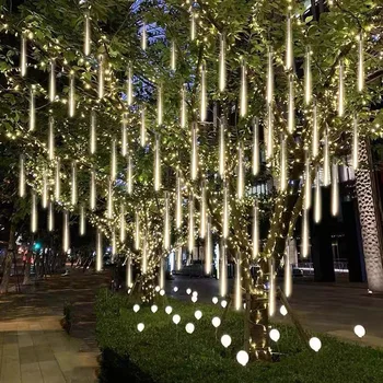 8 Tub de Meteoriți Ploaie cu LED-uri Zână Șir de Lumini pe Strada Gradina Ghirlanda de Crăciun DIY Decorare pentru Casa în aer liber de Anul Nou Decor 1