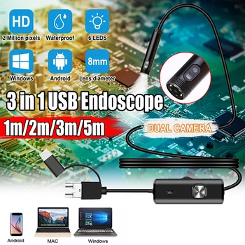 8mm Masina Endoscop Video de Pește Subacvatice Endoscopio Sarpe, Camera de Inspecție Mini Două Camere Boroscopio pentru Smartphone Android PC 8
