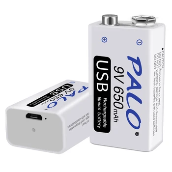 9V 6F22 baterie Reîncărcabilă Baterie 650mAh Micro USB 9 Volți Litiu Li-ion 9v Baterii pentru Multimetru KTV Microfon Detector de Metale 7