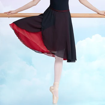 Adulți De Lungă Șifon De Balet De Fuste Femei Liric Moale Rochie De Balet Negru Bordo Bleumarin-Roz Alb Balet Costume De Dans 16