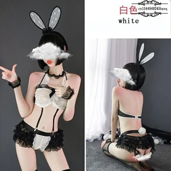 Alb Și Negru Dantelă Roșie Până Bunny Fusta Mini Șifon Transparent Rol De Moda De Îmbrăcăminte Sexy Nu Scoate Tentația De Costum 7
