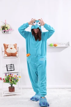 Albastru Cookie Monster Onesies Adult Pijama Unisex Sleepsuit Pijamale Animal De Crăciun Pijamale De Cosplay, Costume Petrecere, Rochie