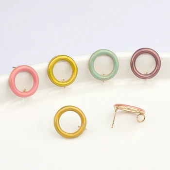 Aliaj de Zinc Smalt Colorat Rotund Cerc de Bază Cercei Conector Farmece 18mm 6 buc/lot Pentru DIY Picătură Cercei Accesorii pentru fabricarea 16